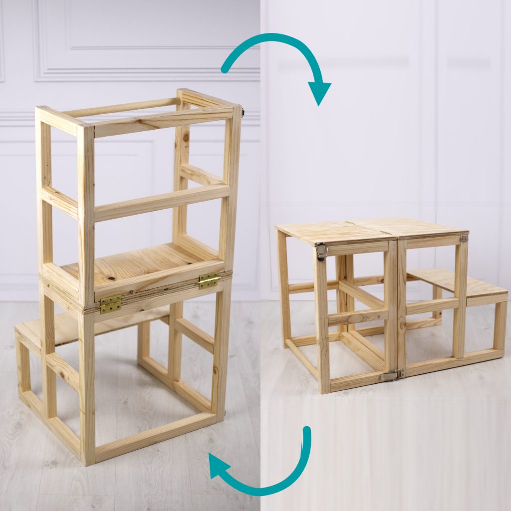 Torre de aprendizaje Montessori convertible en mesa - Lilabea